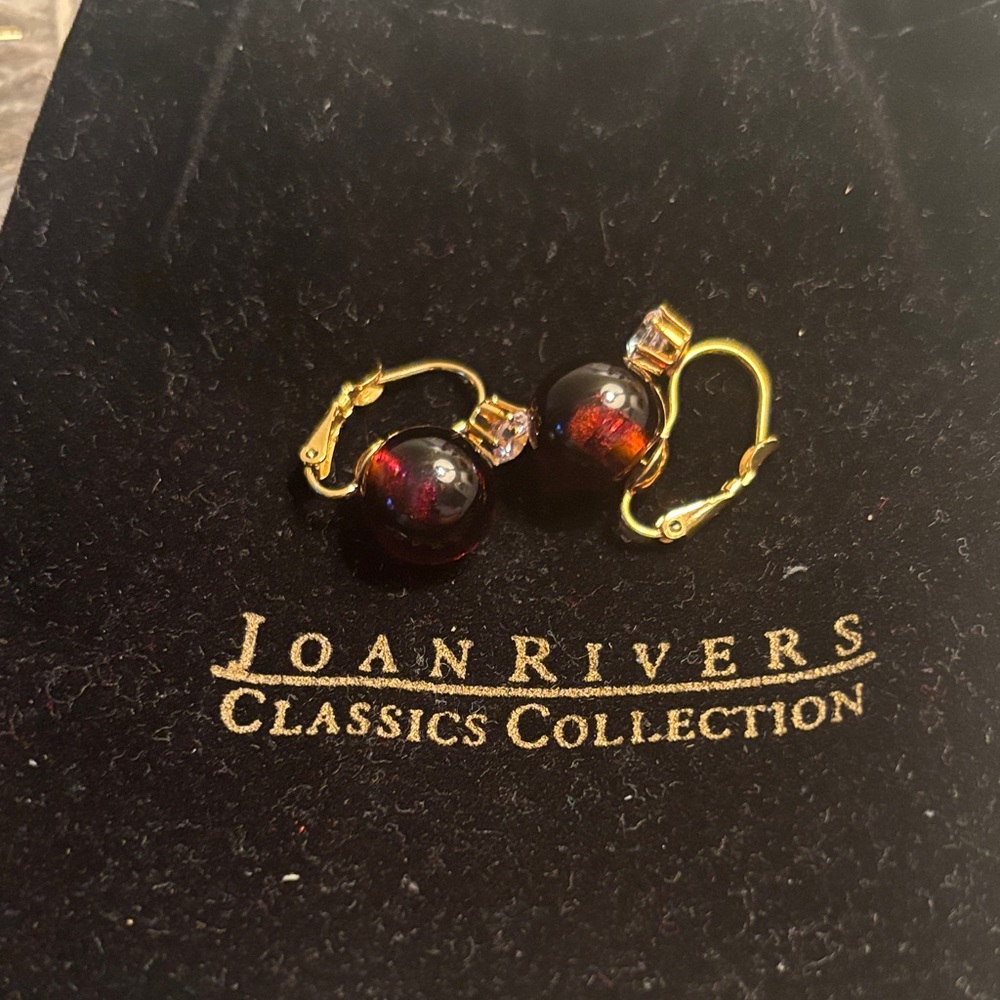 Joan Rivers Gold and Deep Red Earrings